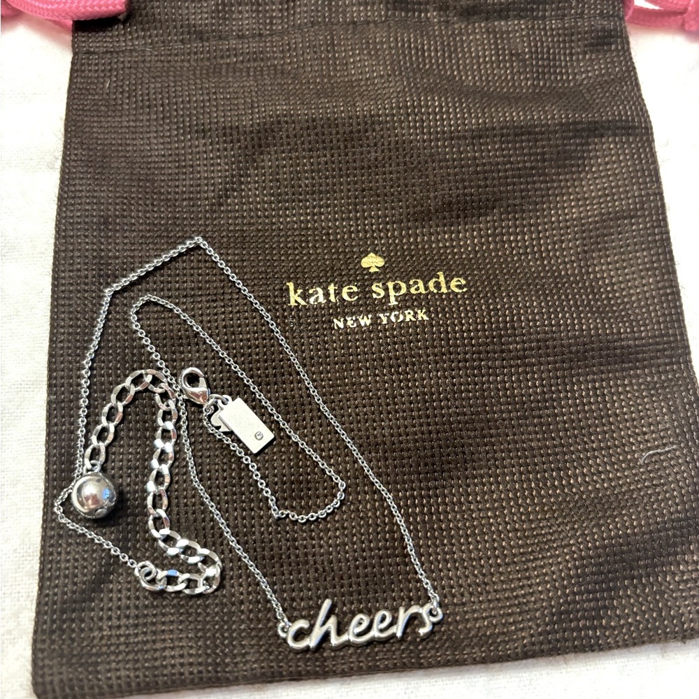 Kate Spade adjustable silver “Cheers” necklace